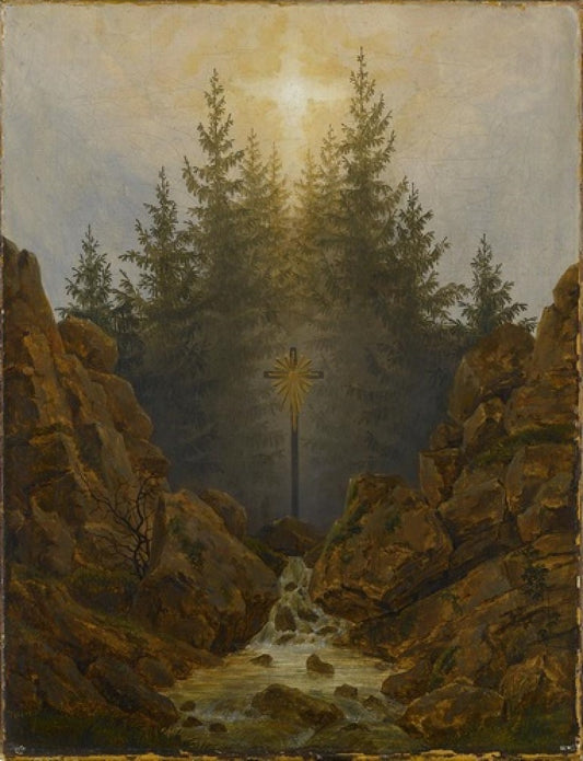 Reproduction du tableau « Croix dans la forêt - Caspar David Friedrich » par Alpha Reproduction en peinture à l’huile