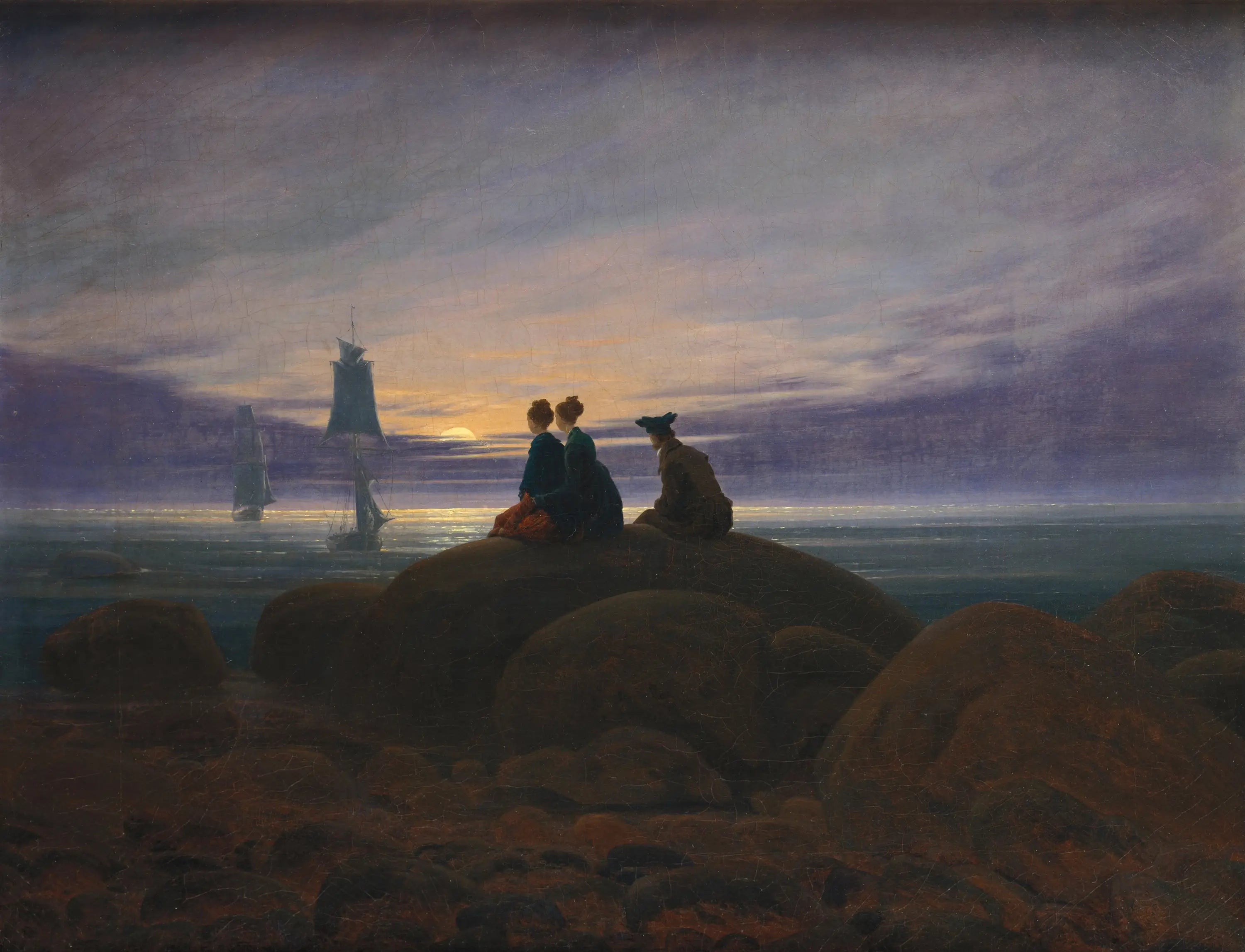 Reproduction du tableau « Lever de lune sur la mer - Caspar David Friedrich » par Alpha Reproduction en peinture à l’huile
