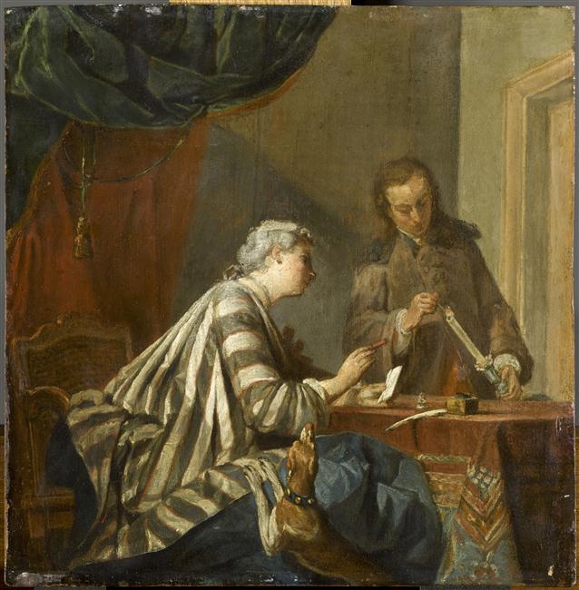 Une femme occupée à acheter une lettre - Jean Siméon Chardin
