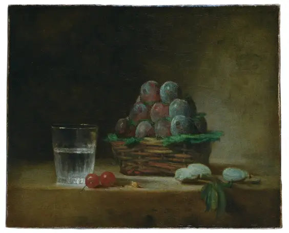 Panier de pruneaux verre d’eau cerises - Jean Siméon Chardin - Alpha Reproduction