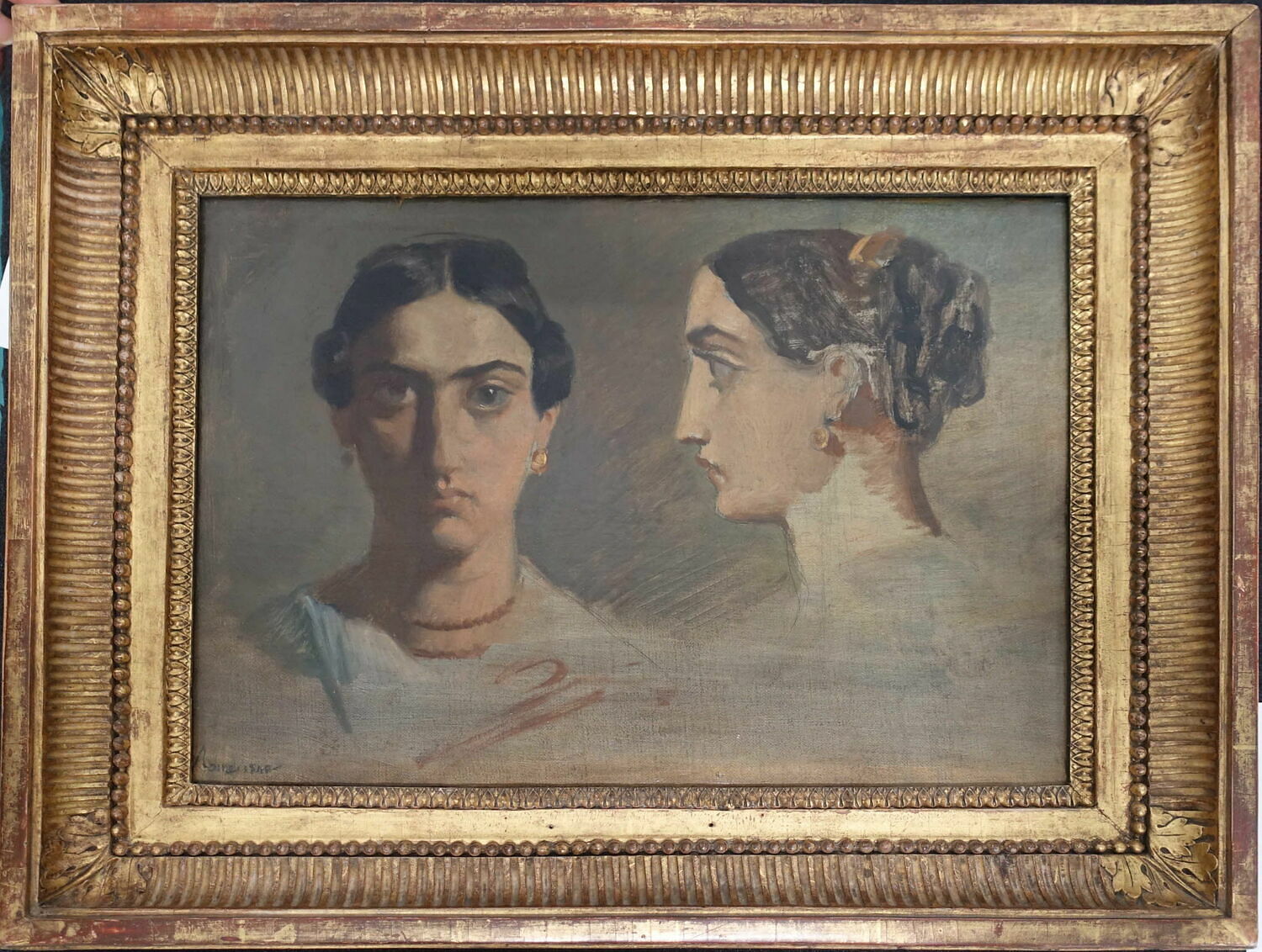Double étude de tête de femme italienne (face et profil) - Théodore Chassériau