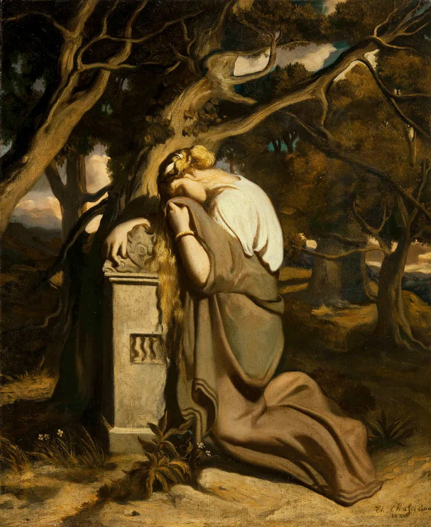 Jeune fille pleurant sur une stèle - Théodore Chassériau