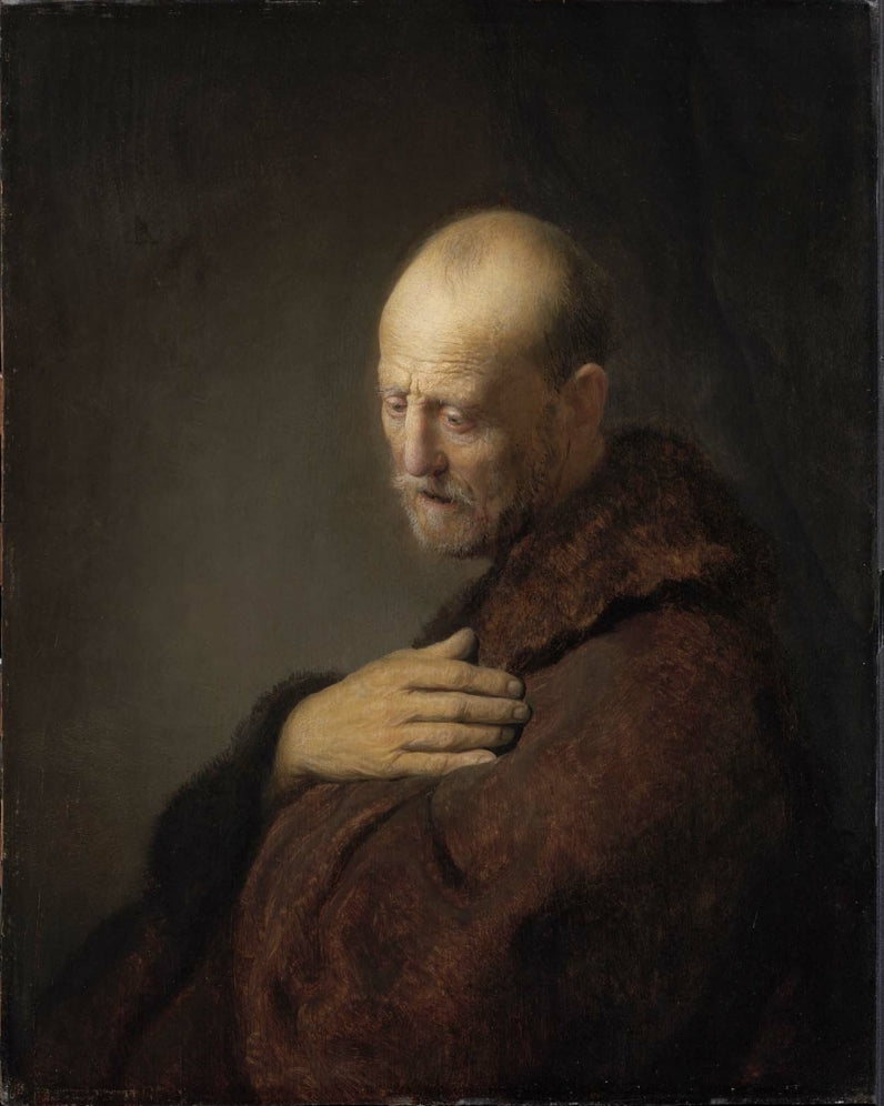 Reproduction du tableau « Vieil homme en prière - Rembrandt » par Alpha Reproduction en peinture à l’huile