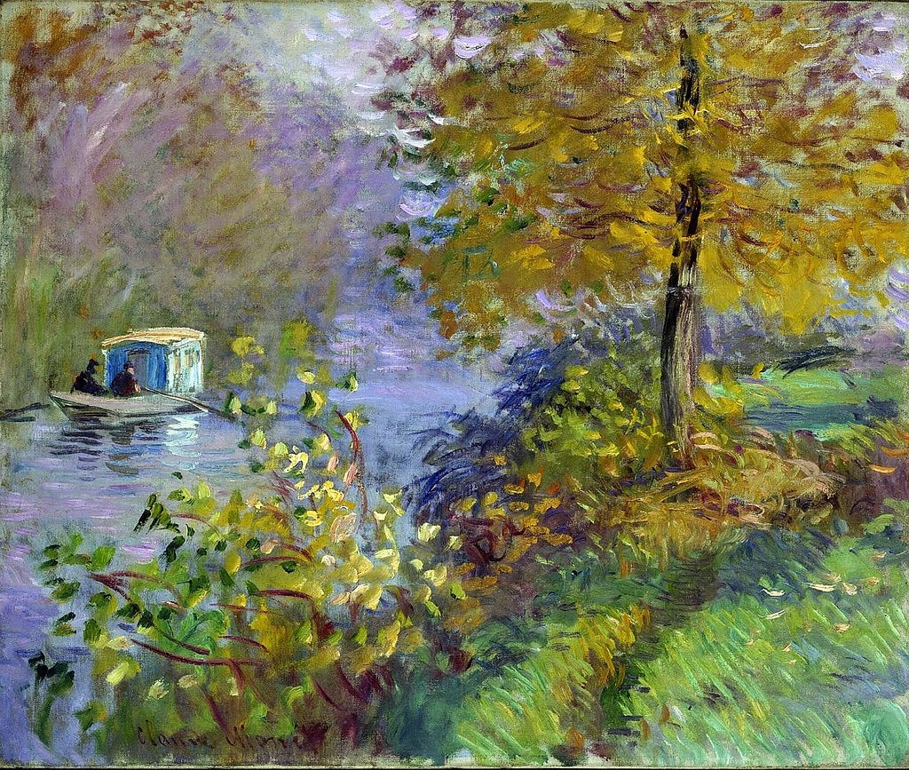 Reproduction du tableau « Le bateau-atelier - Claude Monet » par Alpha Reproduction en peinture à l’huile