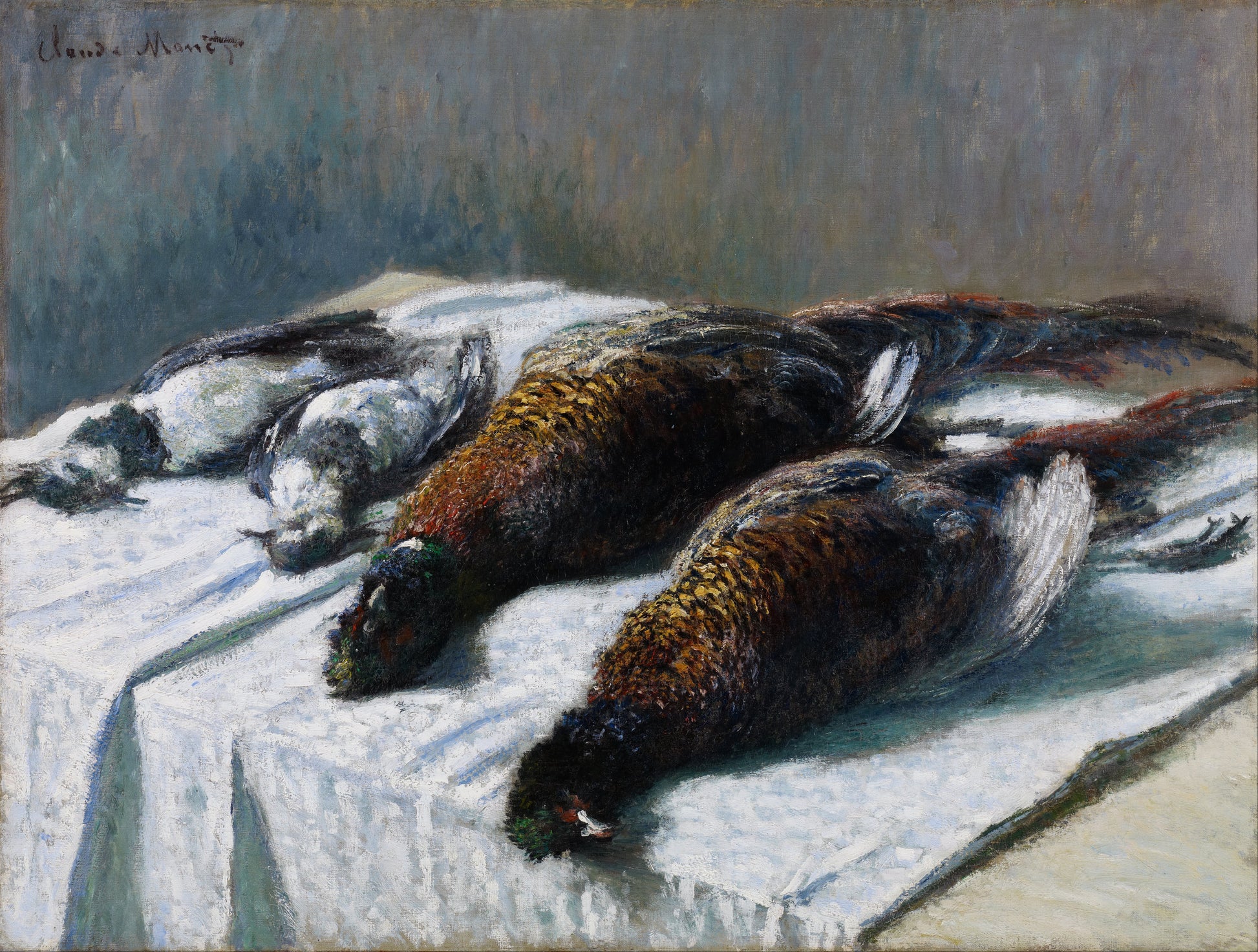 Reproduction du tableau « Vivre avec des phasans et des fleurs - Claude Monet » par Alpha Reproduction en peinture à l’huile