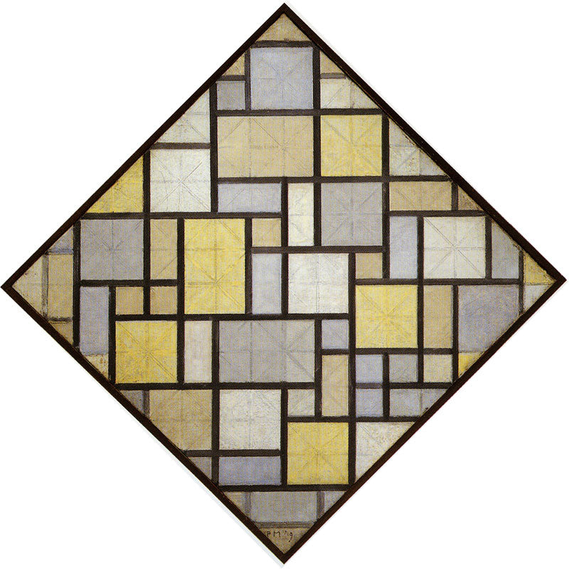 Reproduction du tableau « Composition : Plans de couleur claire avec lignes grises - Piet Mondrian » par Alpha Reproduction en peinture à l’huile