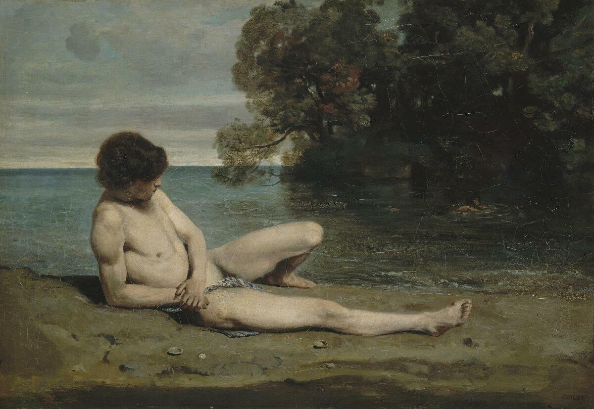 Jeune baigneur étendu sur la grève - Jean-Baptiste Camille Corot