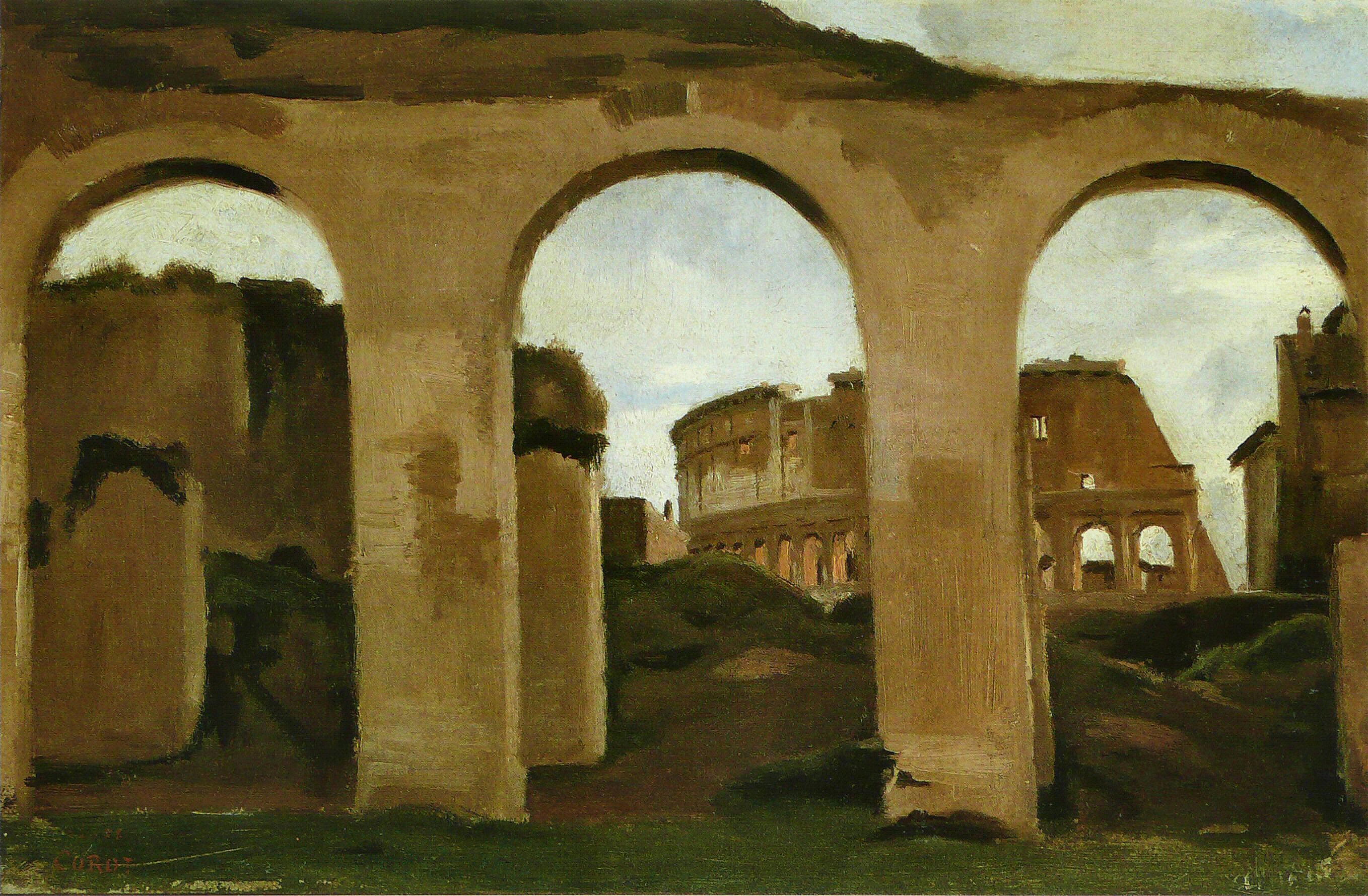 Le Colisée, vu à travers les arcades de la Basilique de Constantin - Jean-Baptiste Camille Corot