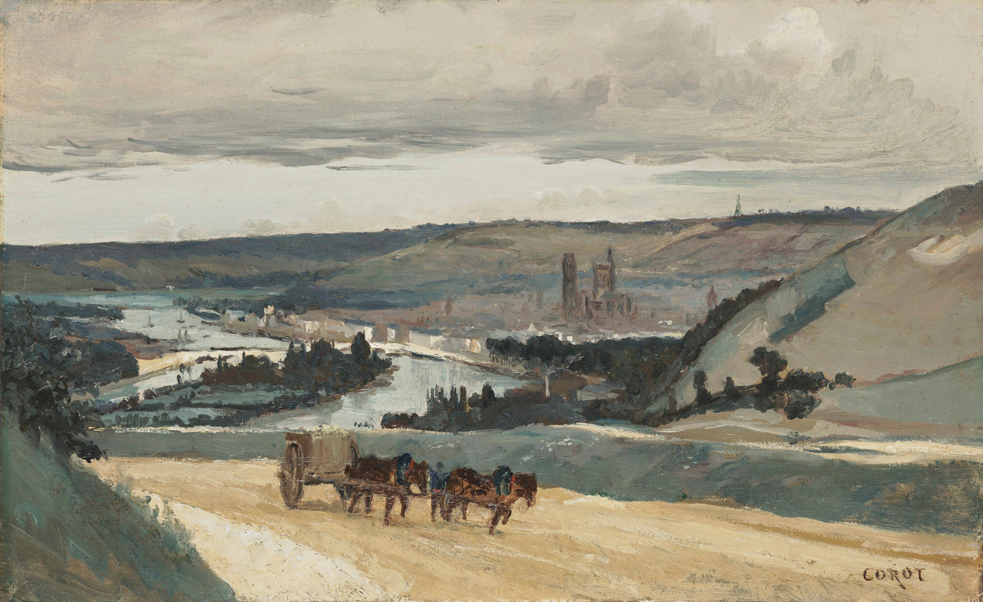 Rouen, vue des collines dominant la ville - Jean-Baptiste Camille Corot