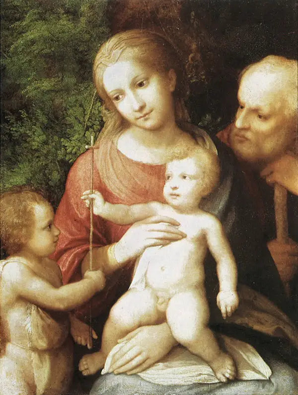 Sainte Famille avec saint Jean-Baptiste enfant - Antonio da Correggio - Alpha Reproduction