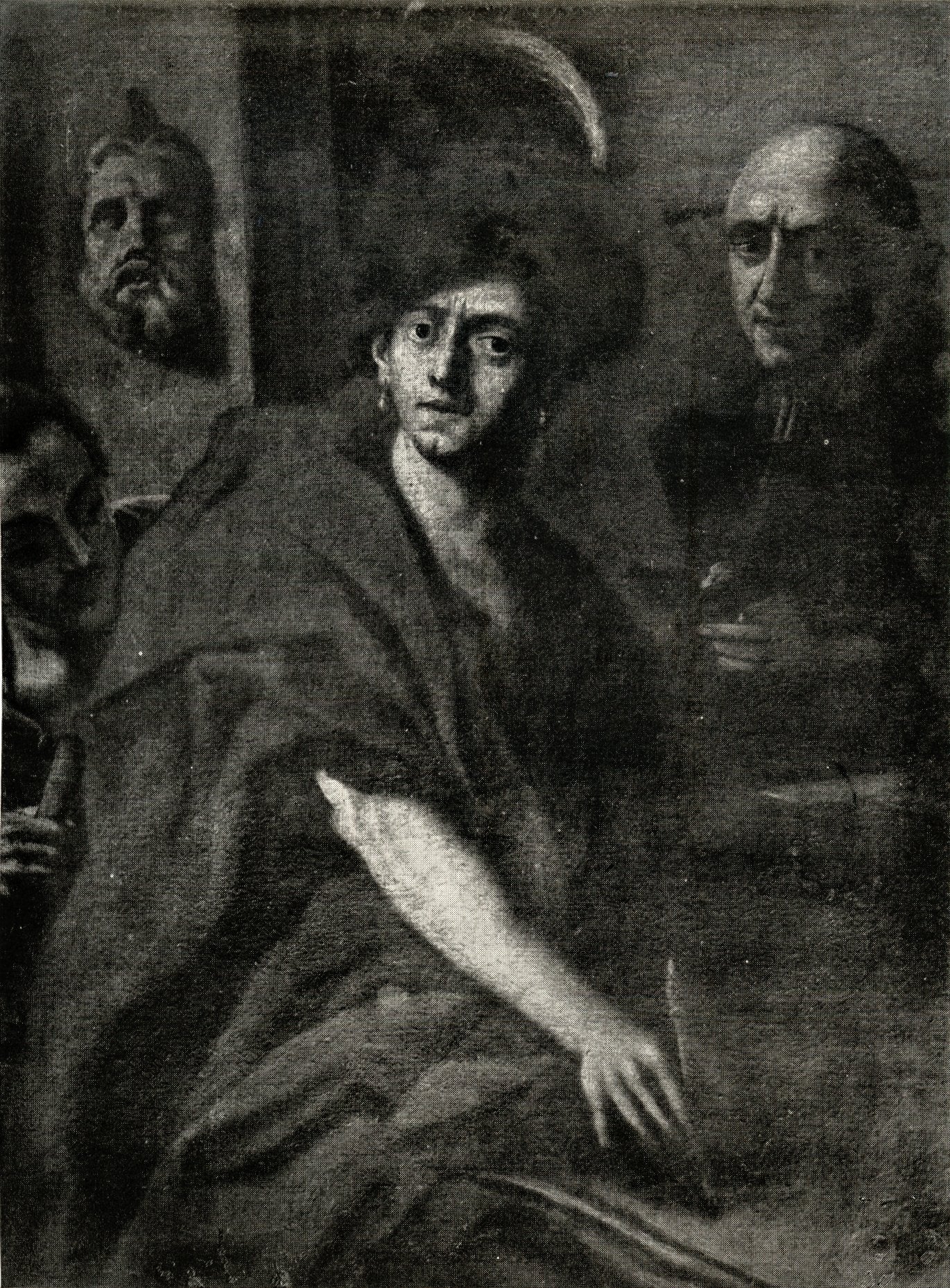 Self-Portrait with his Father and Brother - Cosmas Damian Asam