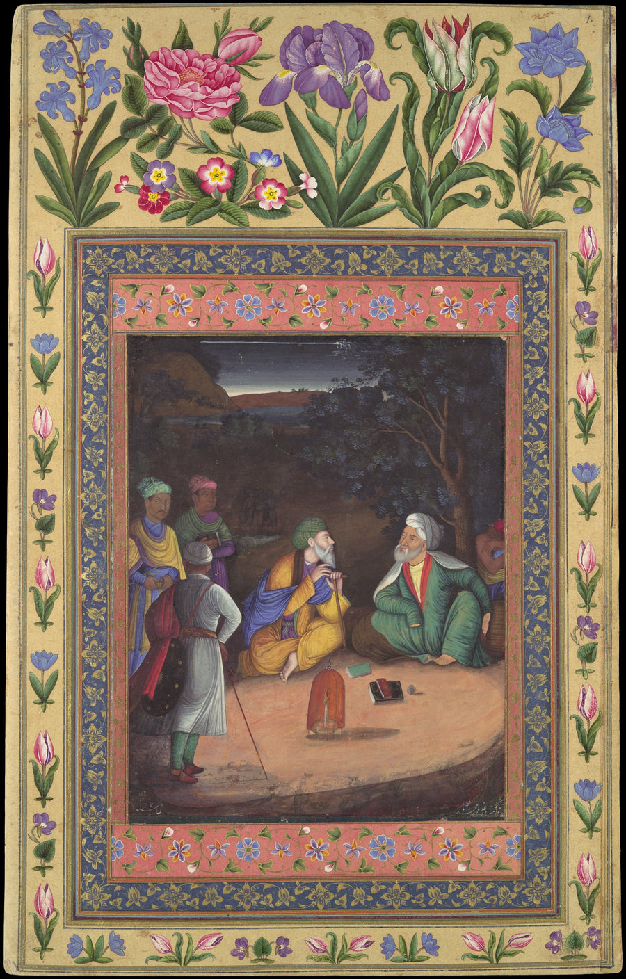 Réunion nocturne, Muhammad Zaman, dated 1664–65