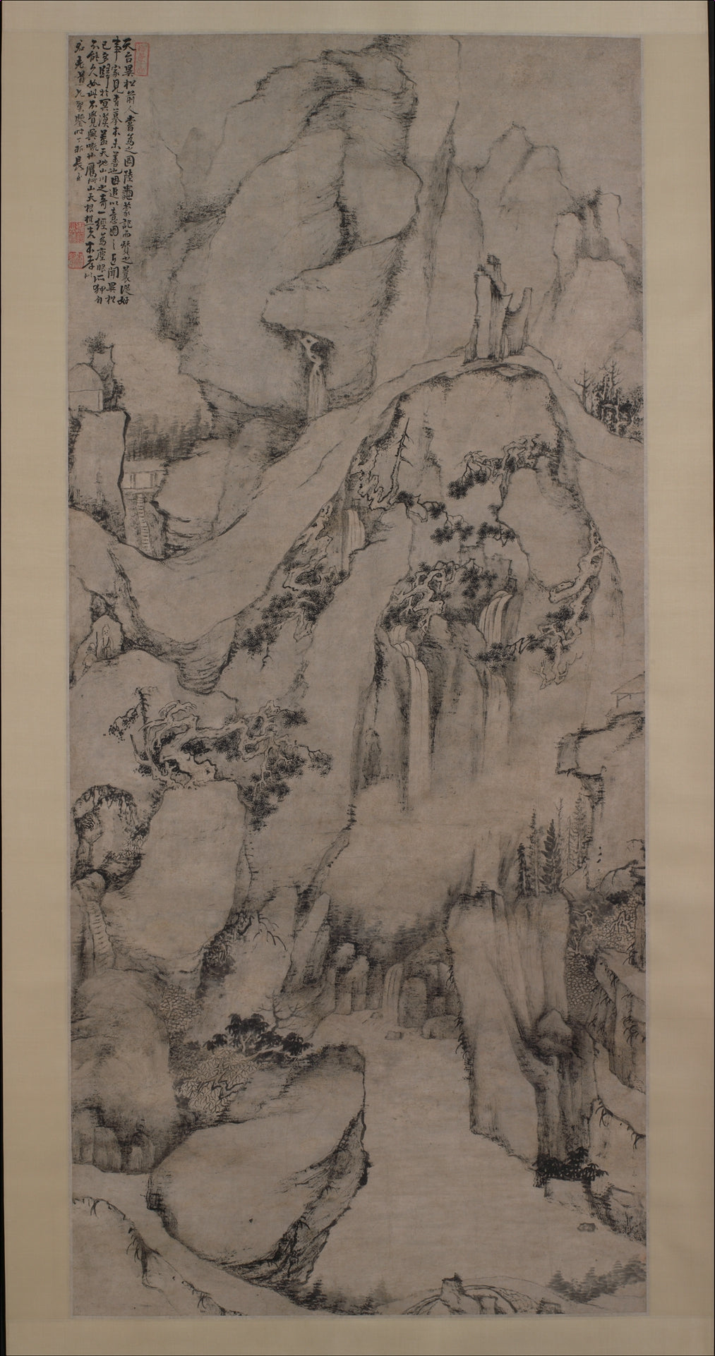 The strange pines of Mount Tiantai, Dai Benxiao, 1687 — peinture chinoise
