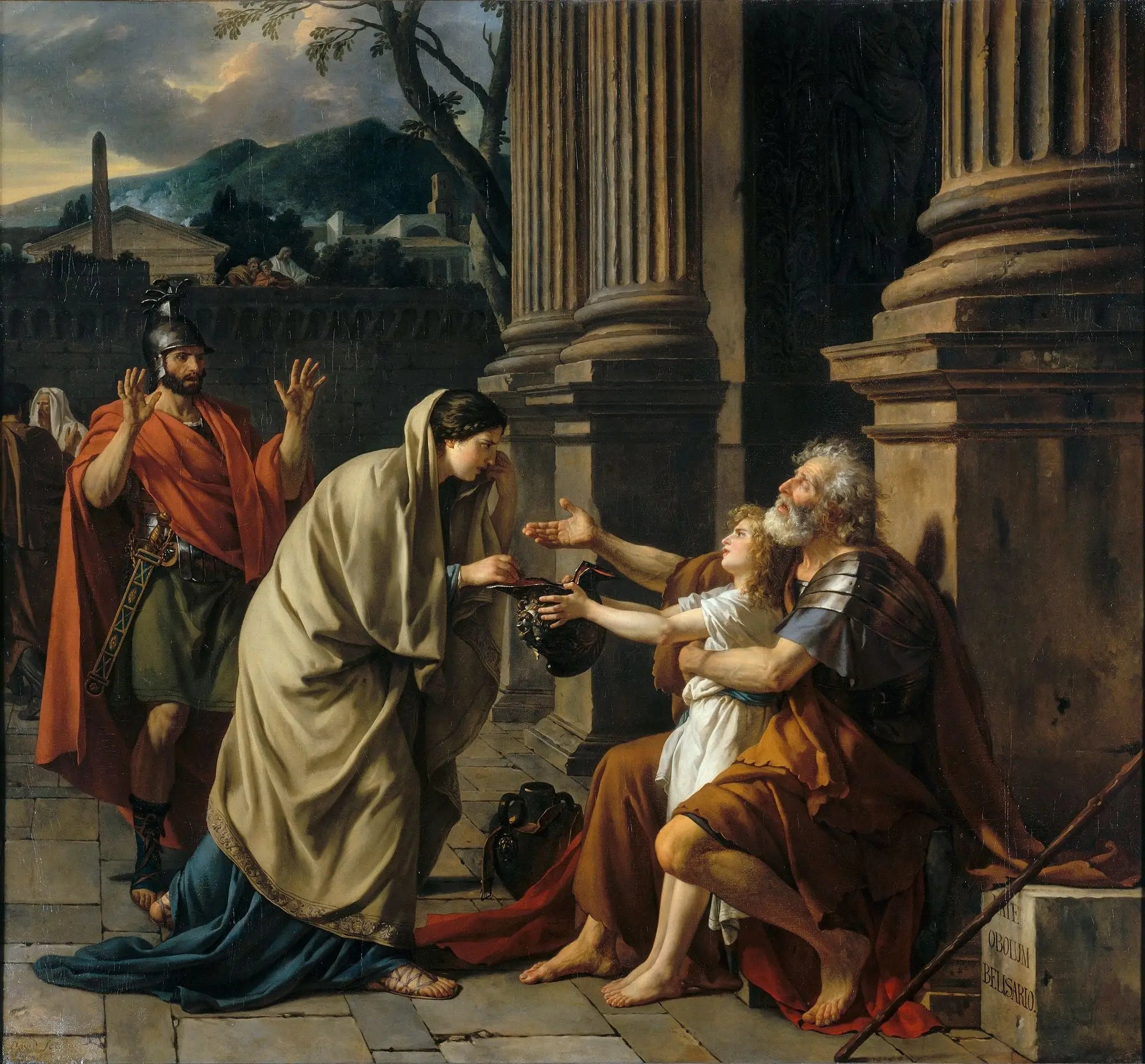 Reproduction du tableau « Bélisaire demandant l'aumone - Jacques-Louis David » par Alpha Reproduction en peinture à l’huile