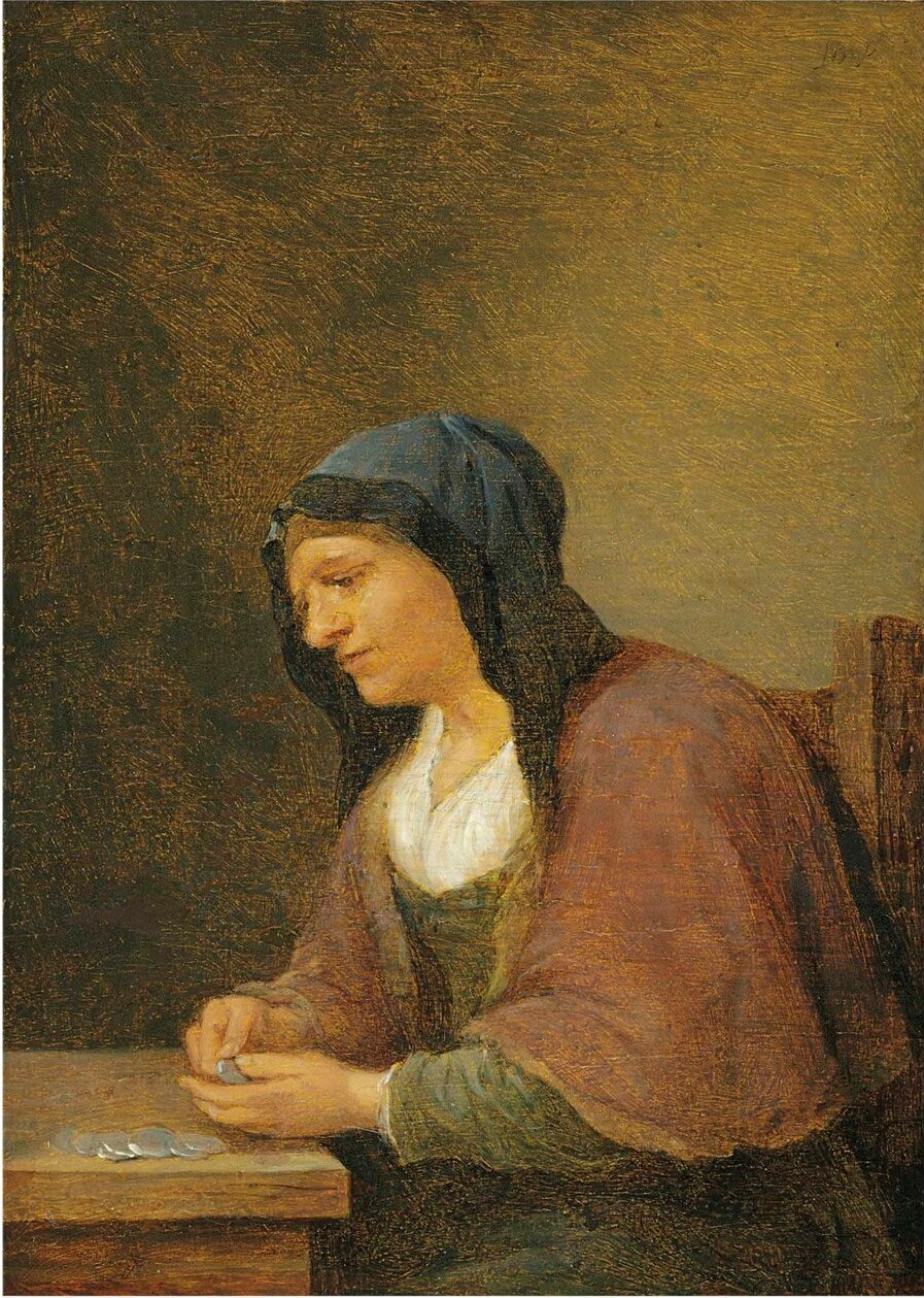 Une femme comptant de l'argent - David Teniers le Jeune