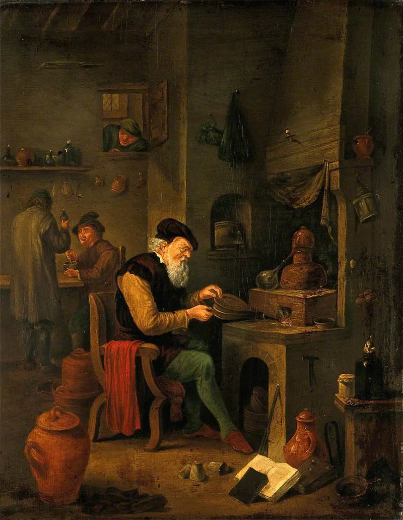연구실에 있는 연금술사 - 다비드 테니에르 더 쥬네

Source:
Un alchimiste dans son laboratoire - David Teniers le Jeune