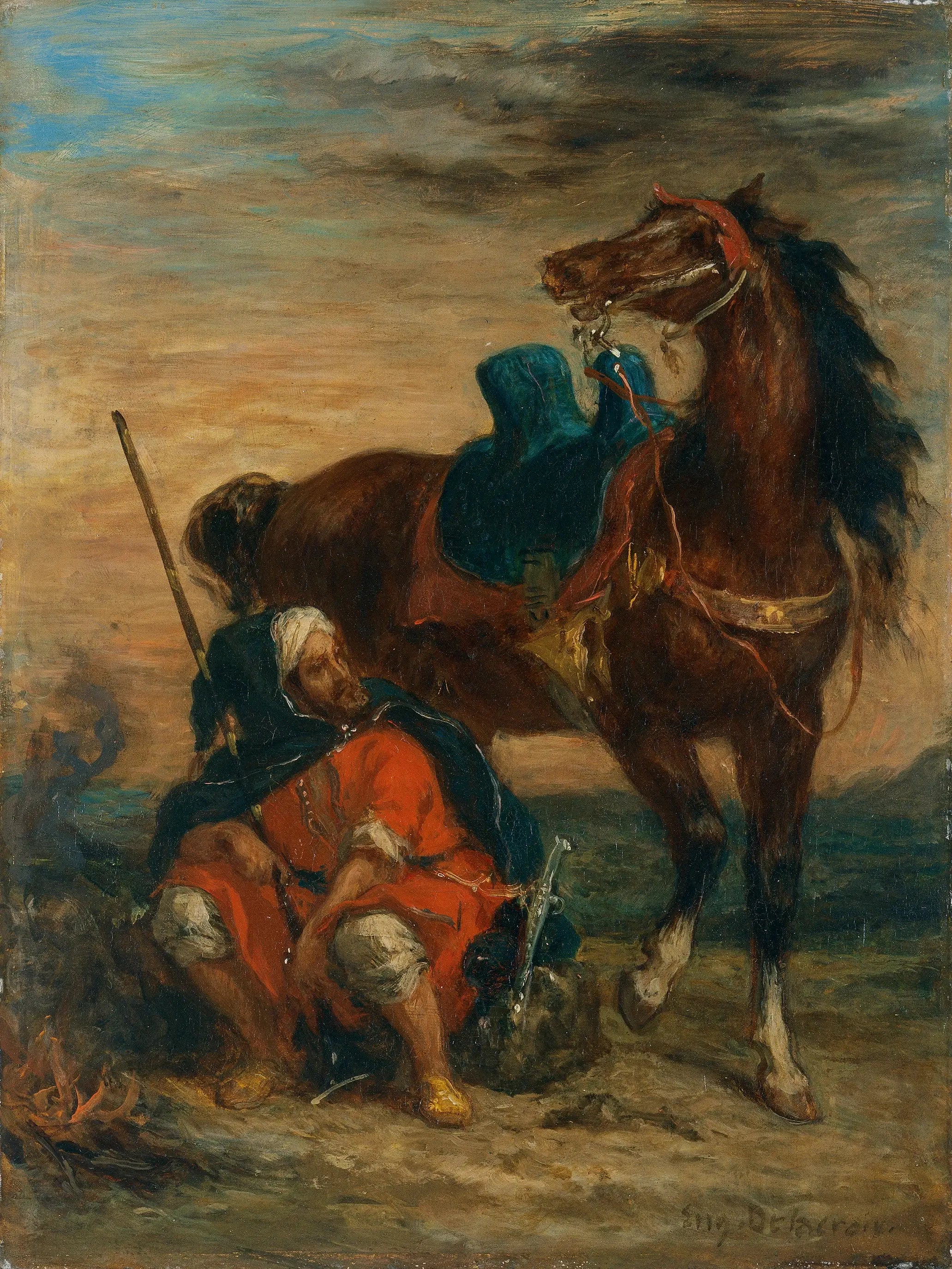 Reproduction du tableau « Cavalier arabe - Eugène Delacroix » par Alpha Reproduction en peinture à l’huile
