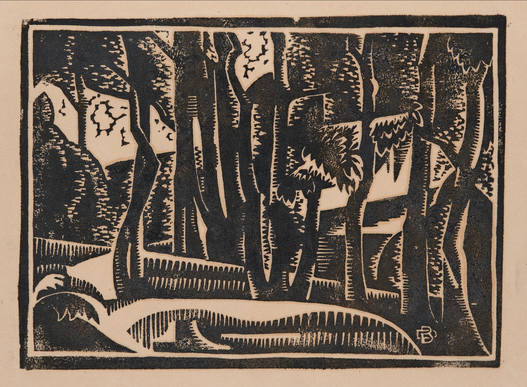 Dorrit Black, Gum trees, 1933-1935, huile sur toile sur toile, National Gallery of Victoria