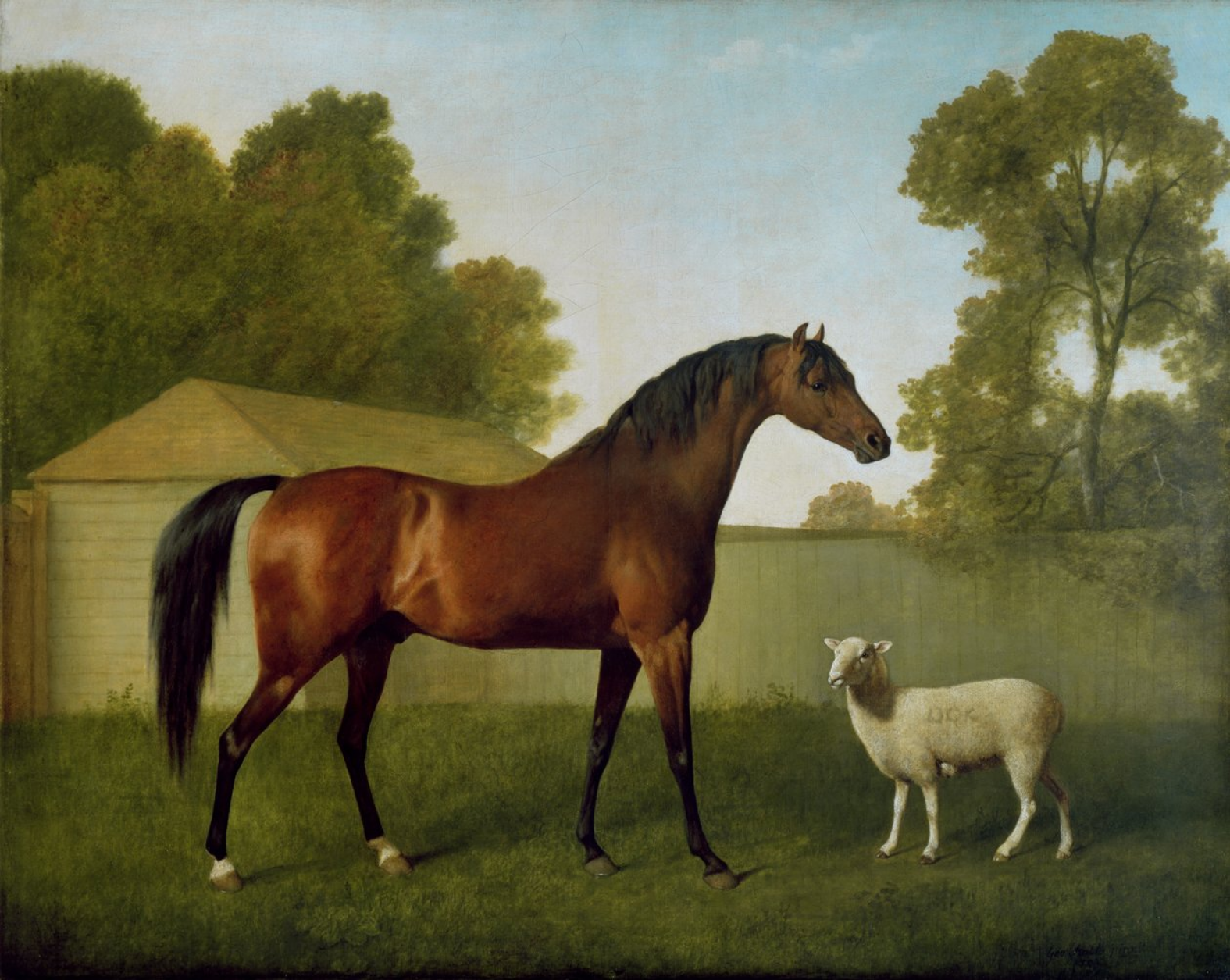 Dungannon, propriété du colonel O'Kelly, peint dans un paddock avec un mouton - George Stubbs