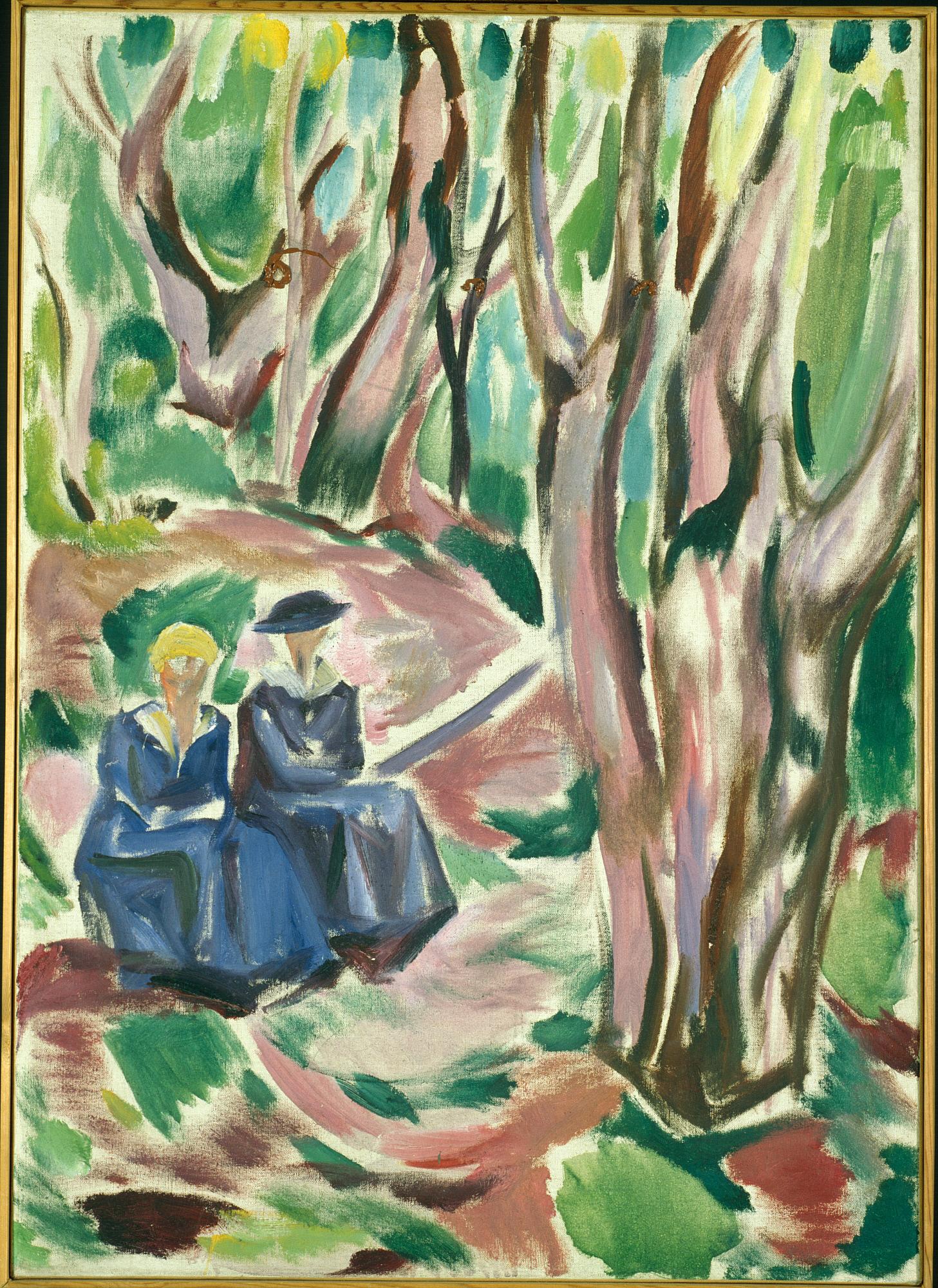 Reproduction du tableau « Deux Femmes dans les bois à Ekely - Edvard Munch » par Alpha Reproduction en peinture à l’huile