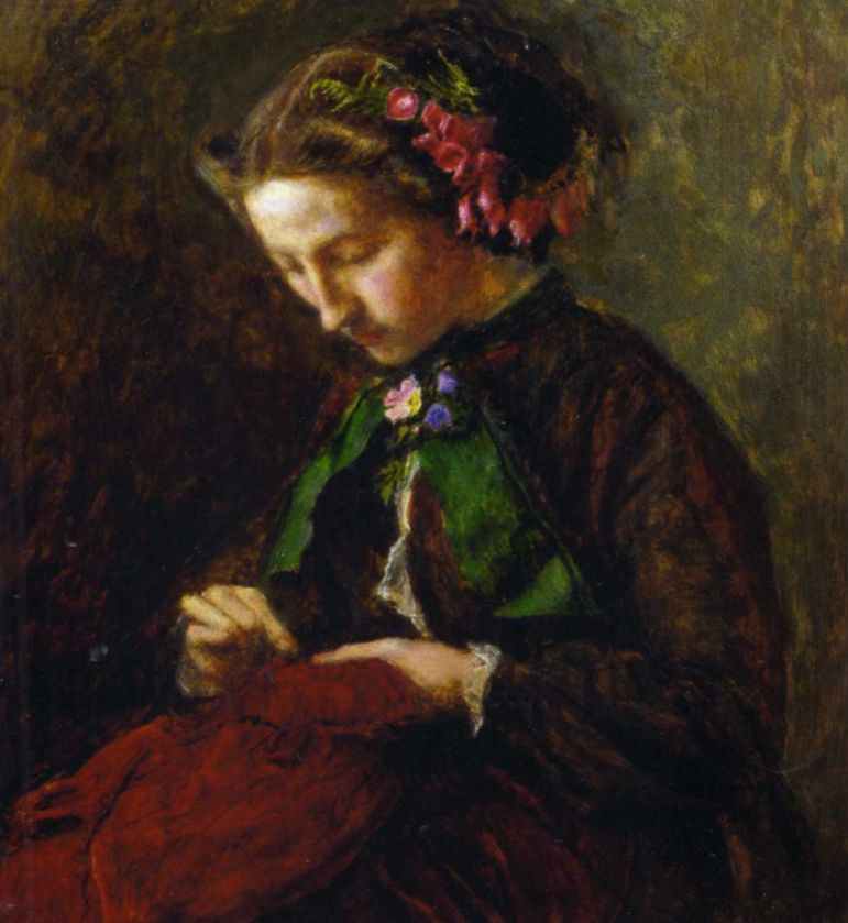 Euphemia 'Effie' Chalmers Gray, Mme John Ruskin (1828-1898), plus tard Lady Millais, avec des digitales dans ses cheveux (La Digitale) - John Everett Millais