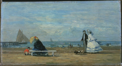 Reproduction du tableau « La plage à Trouville - Eugène Boudin » par Alpha Reproduction en peinture à l’huile