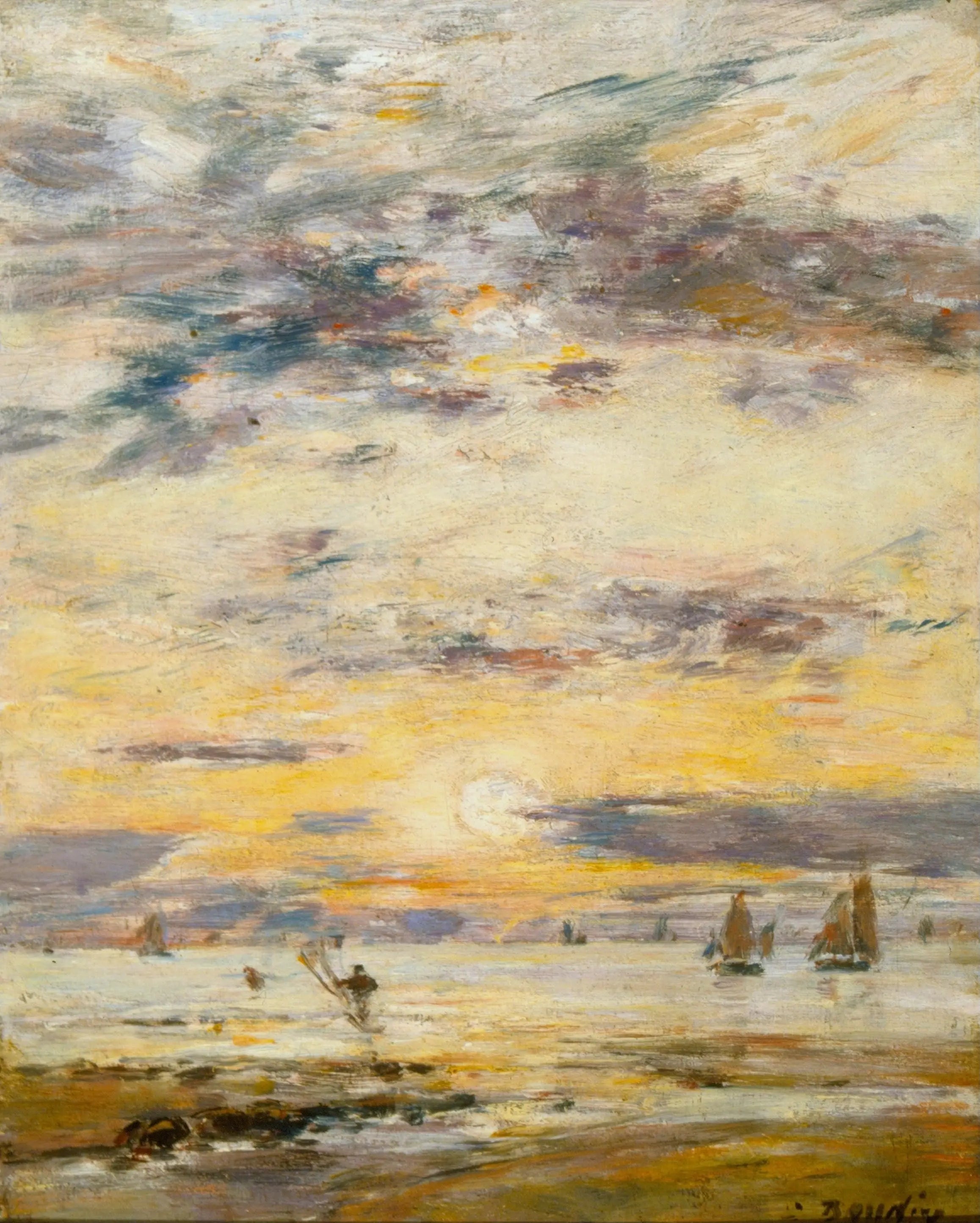 Reproduction du tableau « Paysage marin - Coucher de soleil - Eugène Boudin » par Alpha Reproduction en peinture à l’huile