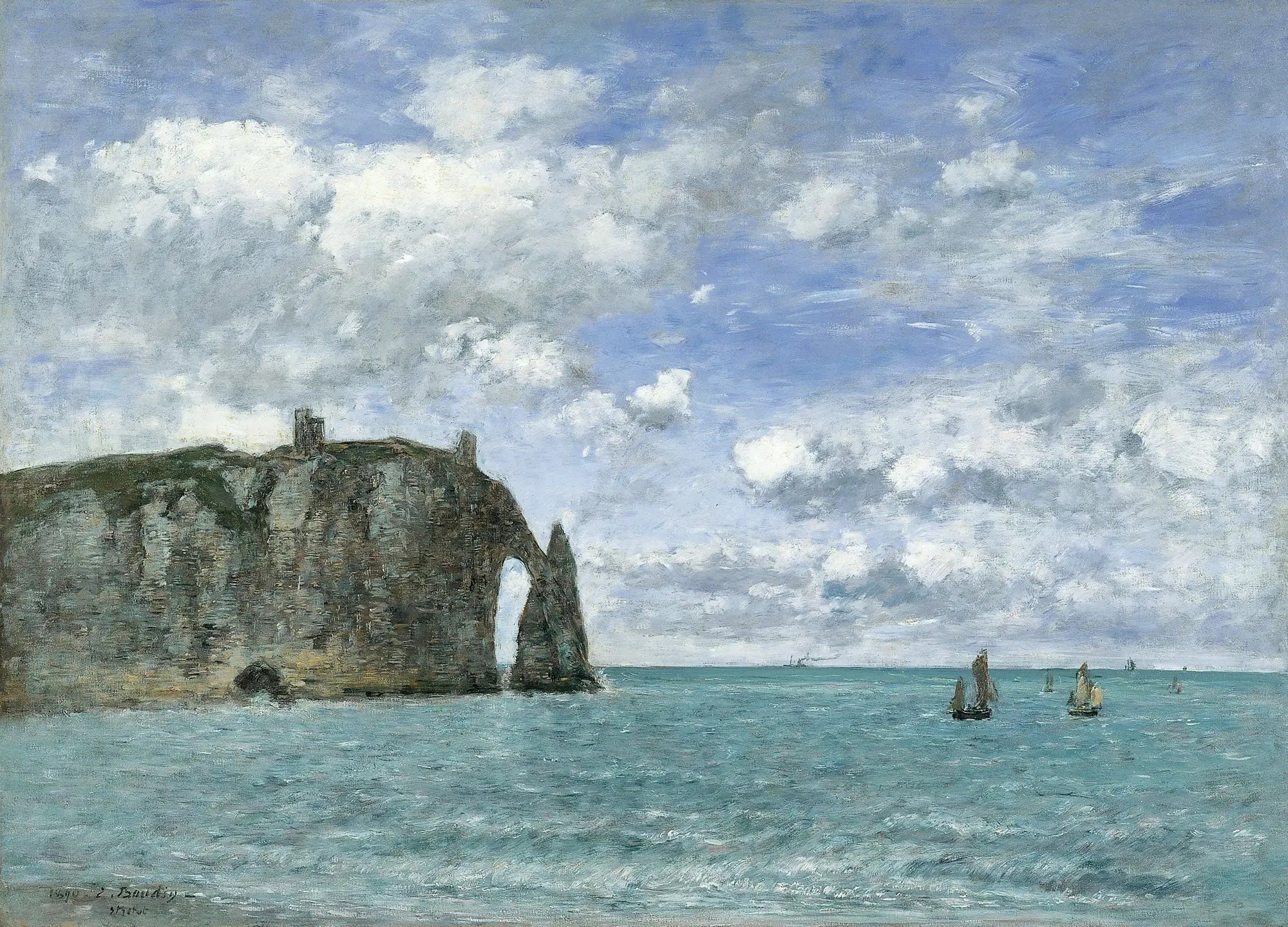 Reproduction du tableau « Étretat. La Falaise d'Aval - Eugène Boudin » par Alpha Reproduction en peinture à l’huile