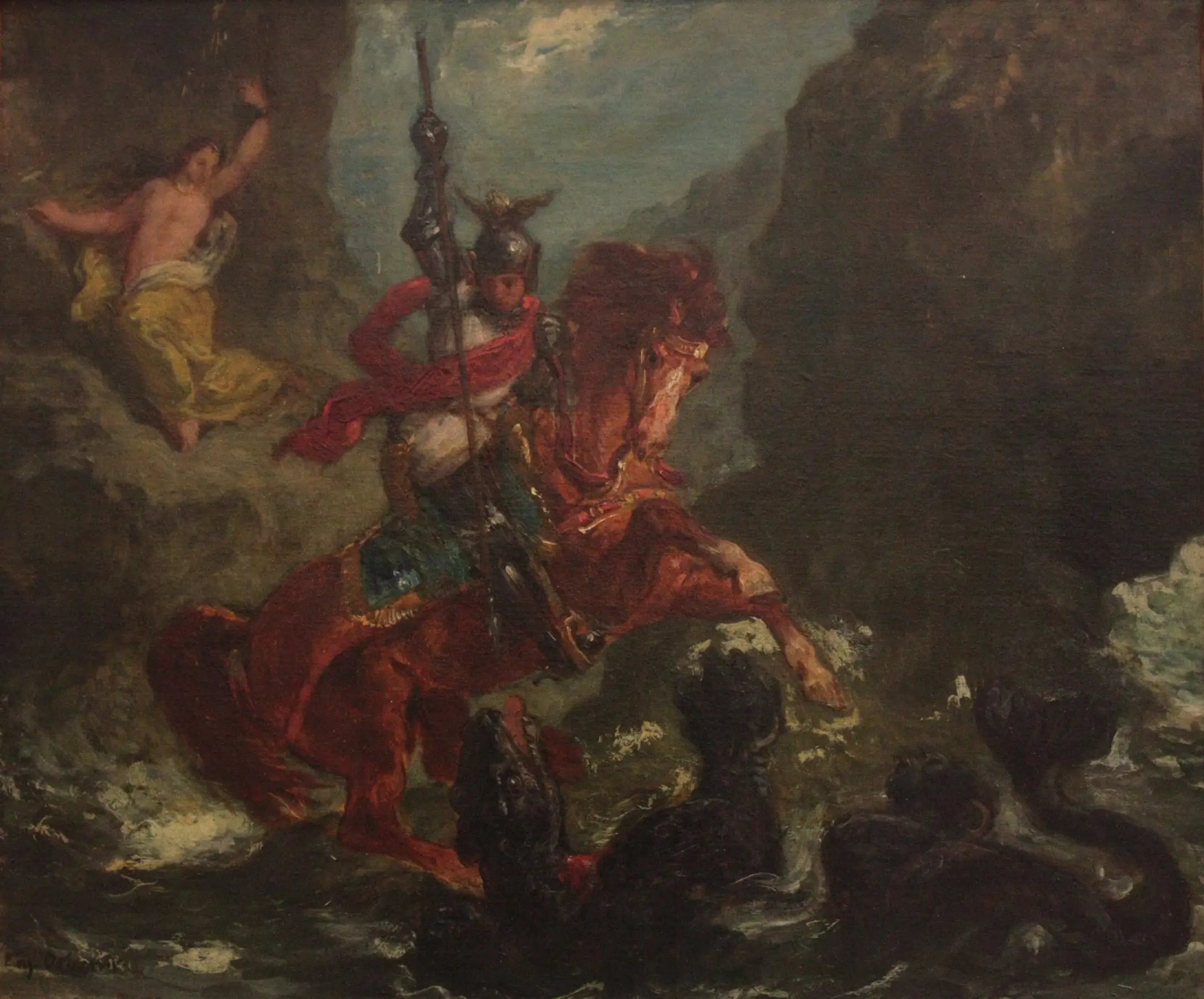 Reproduction du tableau « Roger délivrant Angélique - Eugène Delacroix » par Alpha Reproduction en peinture à l’huile
