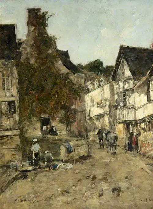 Reproduction du tableau « Une rue de Caudebec-en-Caux - Eugène Boudin » par Alpha Reproduction en peinture à l’huile