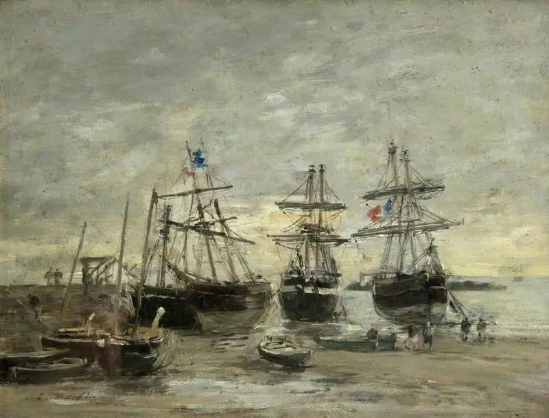 Reproduction du tableau « Le port de Portrieux à marée basse - Eugène Boudin » par Alpha Reproduction en peinture à l’huile