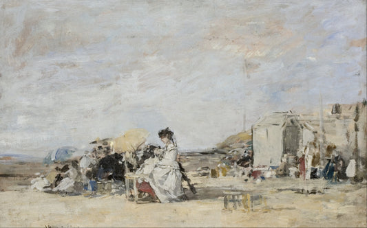 👒 트루빌 해변의 흰옷을 입은 여성 – 위젠 부댕 (1865년경–1870년경)