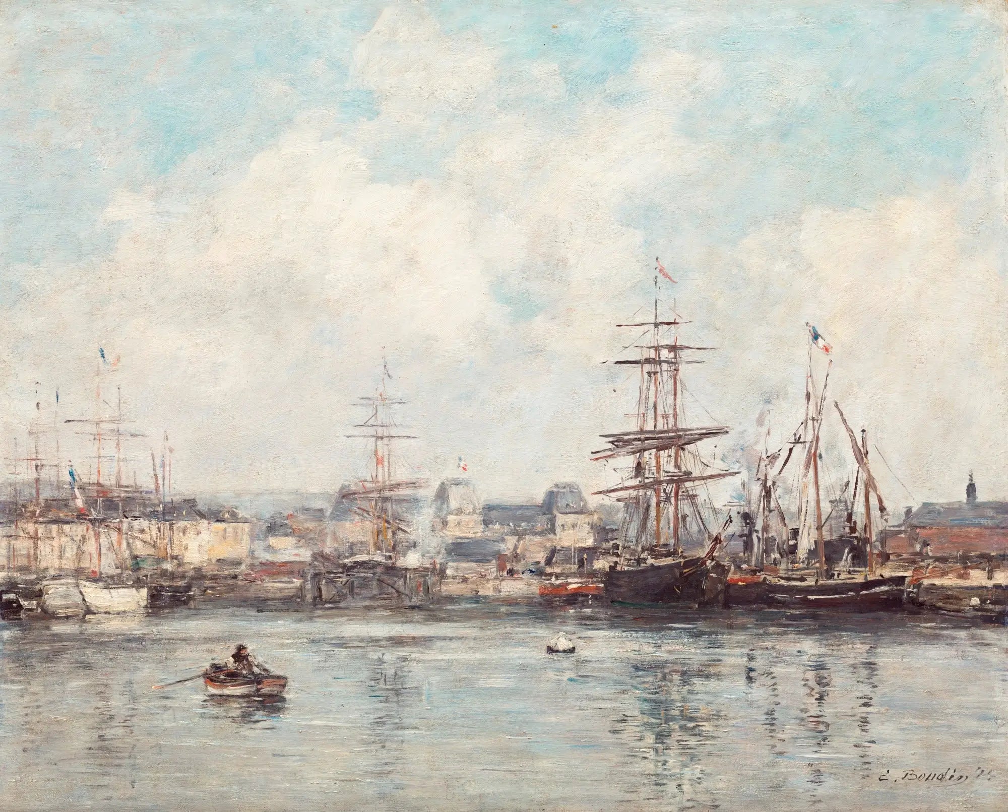 Reproduction du tableau « Bassin Casimir Delavigne au Havre - Eugène Boudin » par Alpha Reproduction en peinture à l’huile