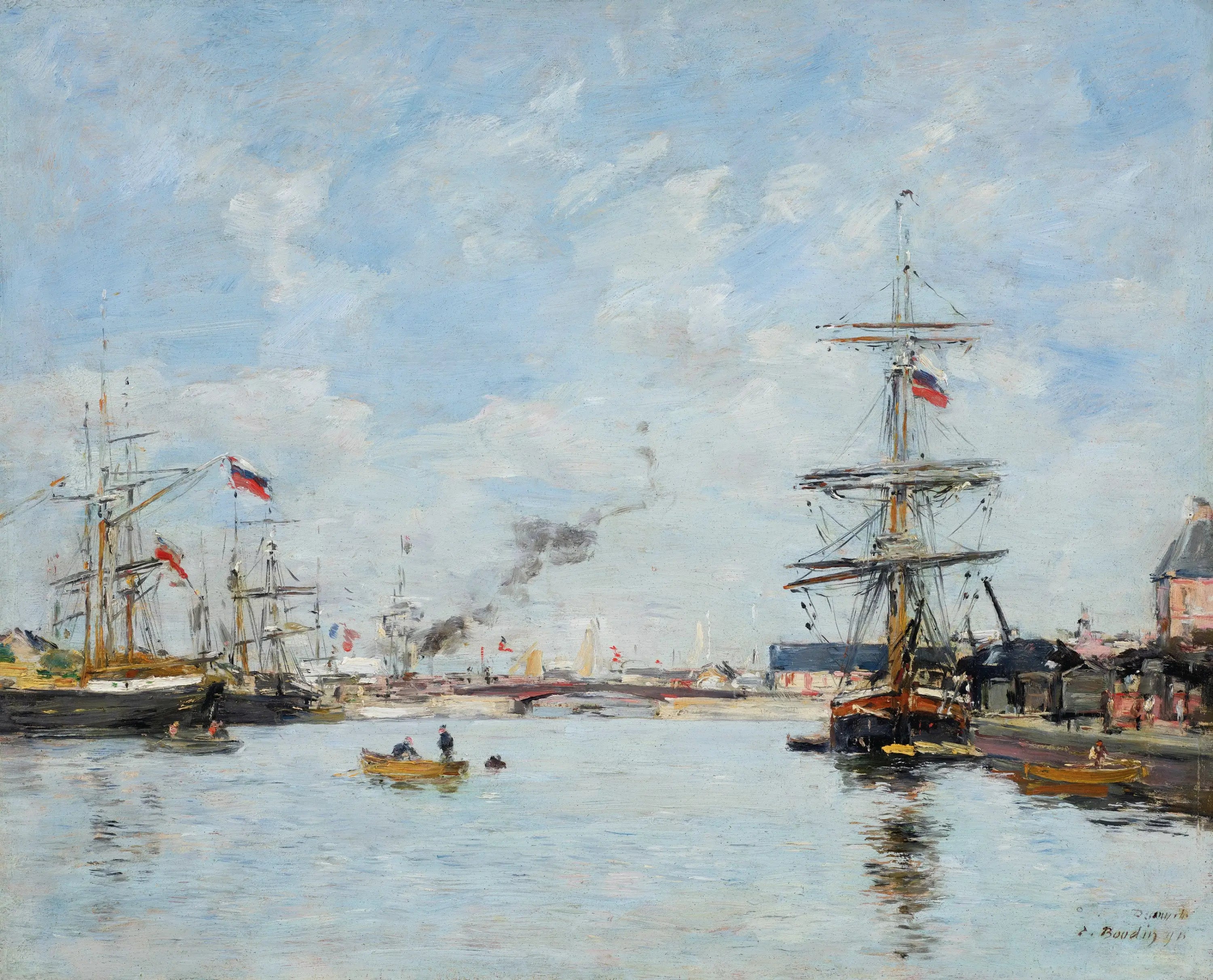 Reproduction du tableau « Port de Deauville, marée haute - Eugène Boudin » par Alpha Reproduction en peinture à l’huile
