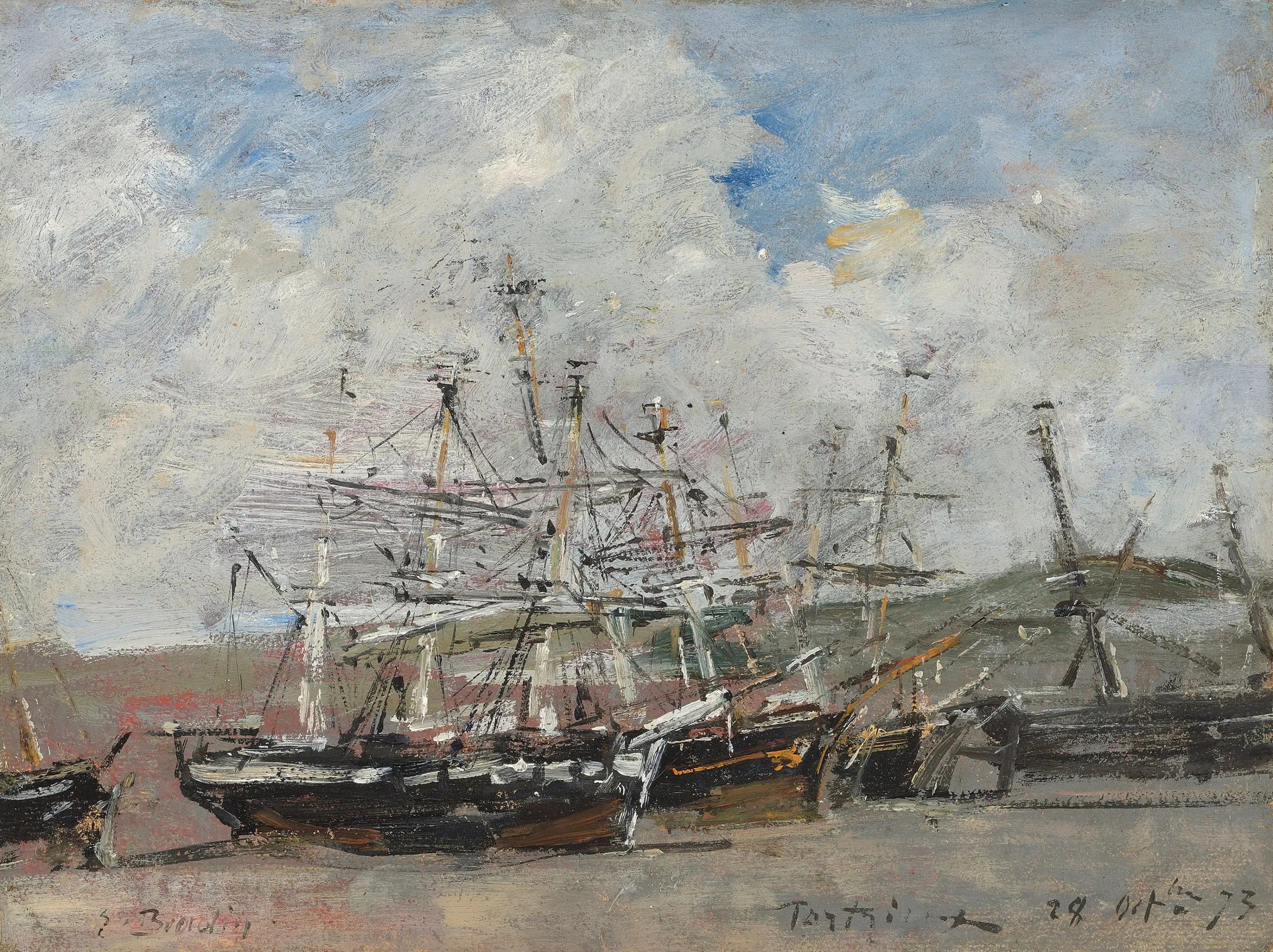 Reproduction du tableau « Portrieux. Le port à marée basse - Eugène Boudin » par Alpha Reproduction en peinture à l’huile