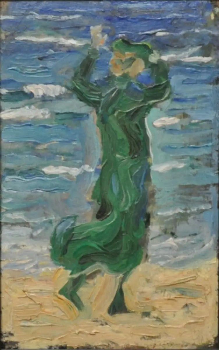 Reproduction du tableau « Femme dans le vent au bord de la mer - Franz Marc » par Alpha Reproduction en peinture à l’huile