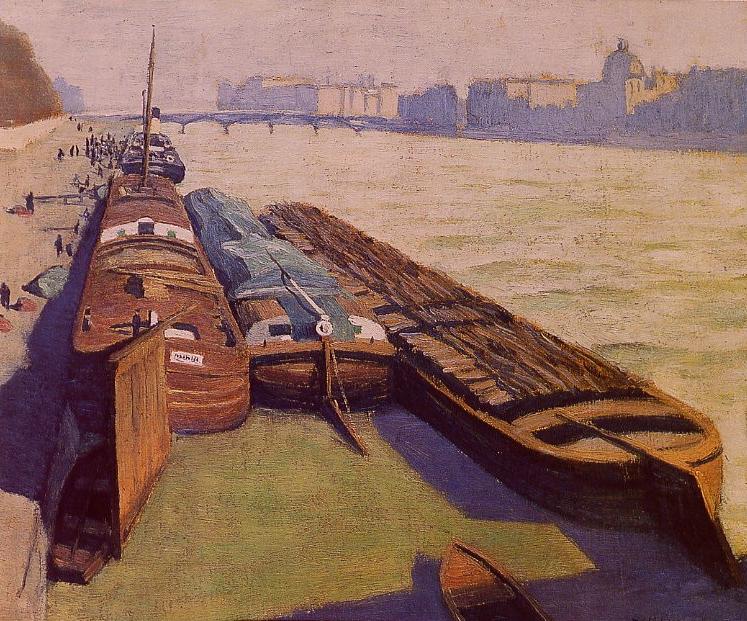Les chalands, bord de Seine - Félix Vallotton