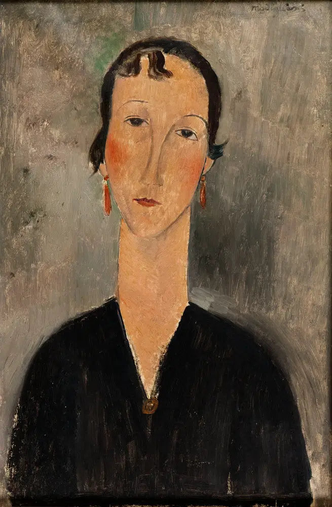 Reproduction du tableau « Femme aux boucles d'oreilles - Amedeo Modigliani » par Alpha Reproduction en peinture à l’huile