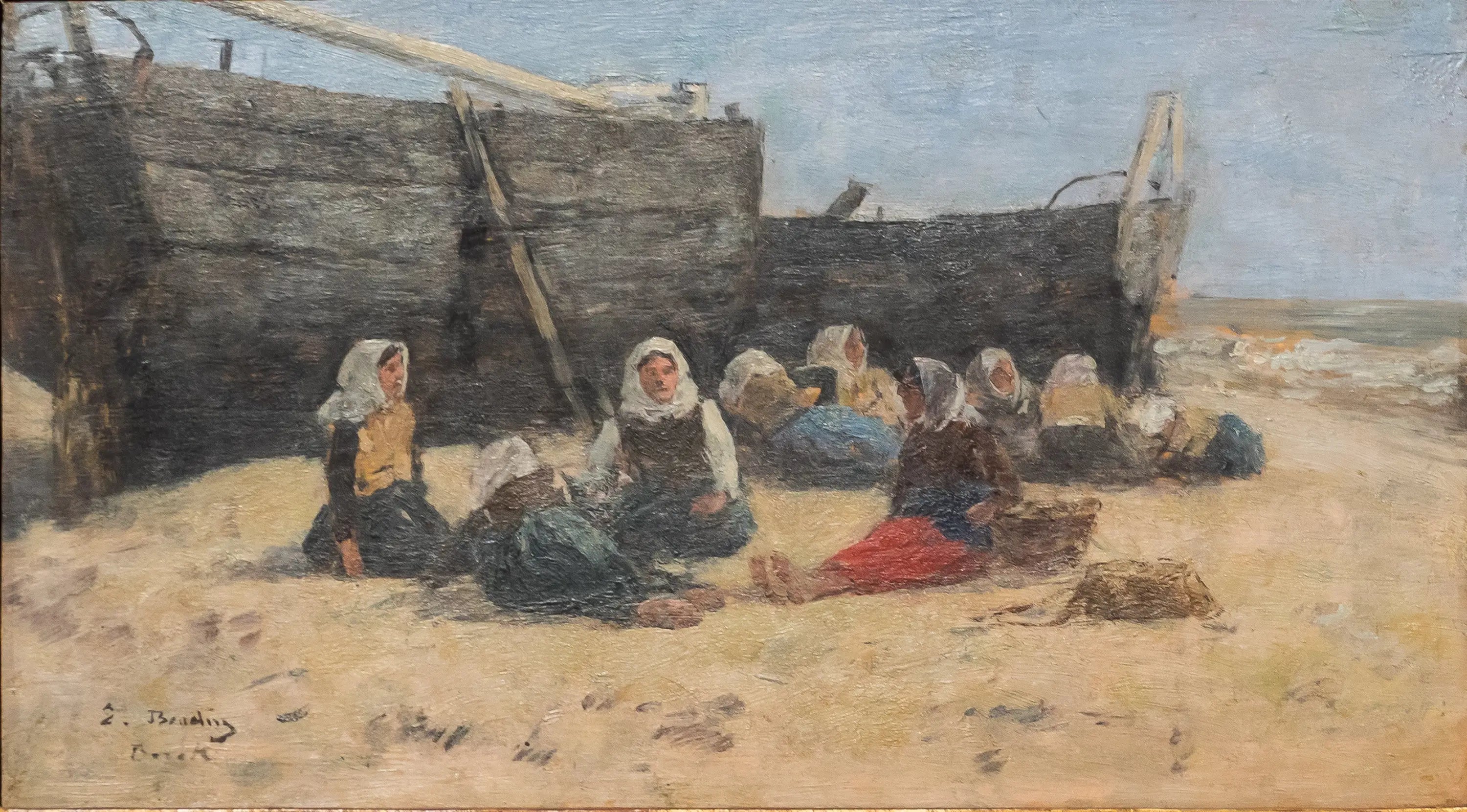 Reproduction du tableau « Femmes de pêcheurs au repos - Eugène Boudin » par Alpha Reproduction en peinture à l’huile