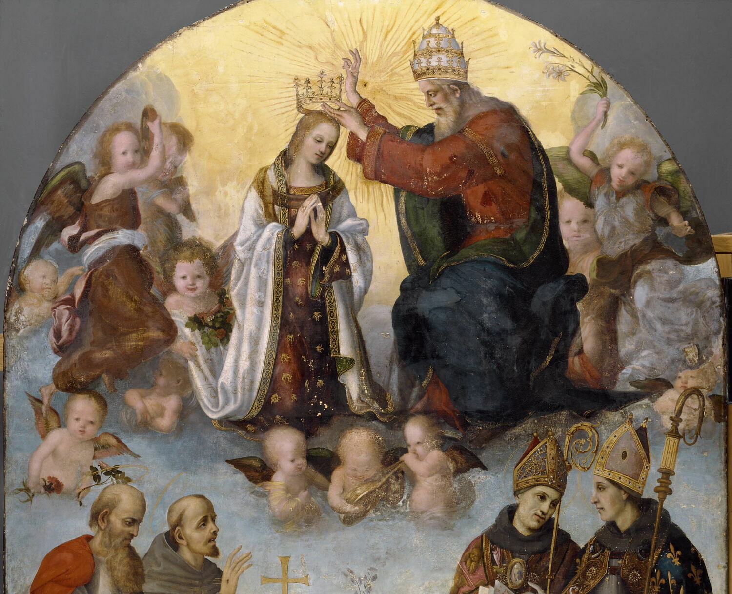 Le Couronnement de la Vierge avec saint Jérôme, saint François d'Assise, saint Bonaventure et saint Louis de Toulouse - Filippino Lippi