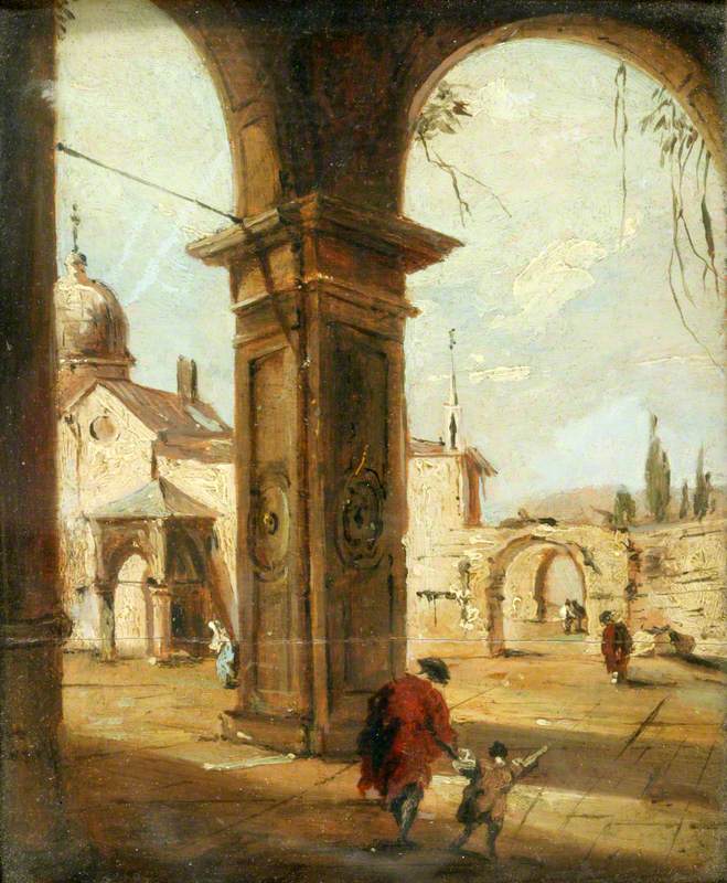 Capriccio avec une église vue à travers un portique - Francesco Guardi