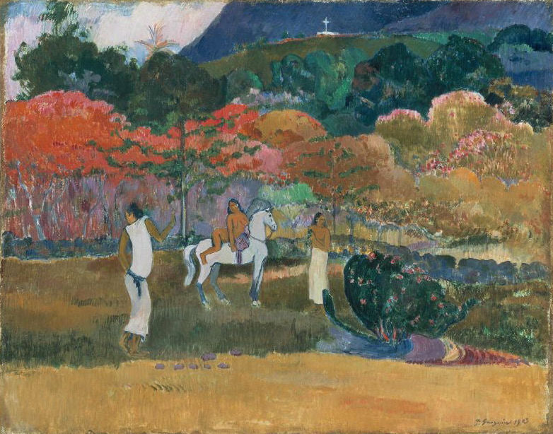 Reproduction du tableau « Femmes et cheval blanc - Paul Gauguin » par Alpha Reproduction en peinture à l’huile