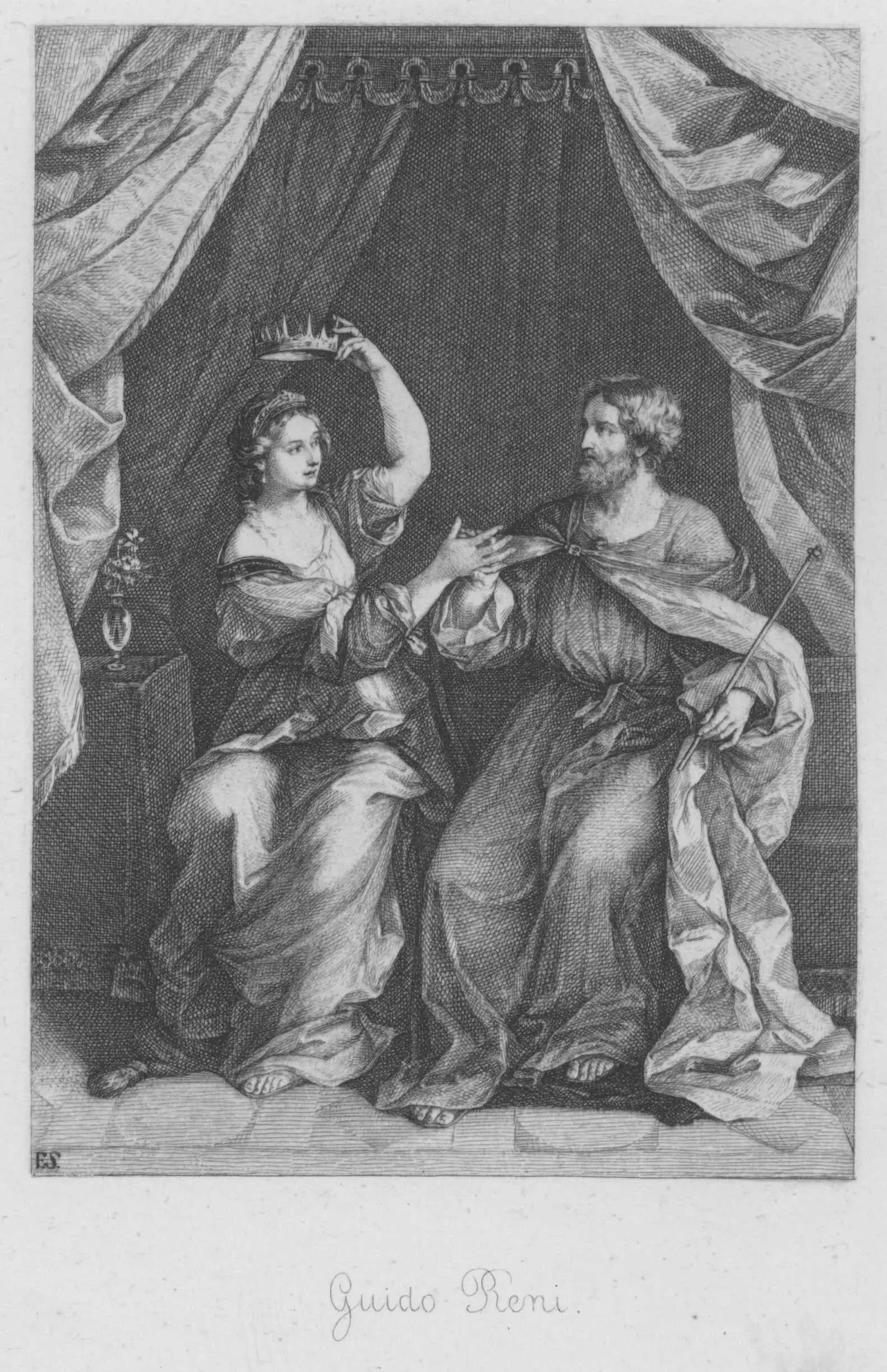 Ninus donnant sa couronne à Sémiramis (toile) - Guido Reni - Alpha Reproduction