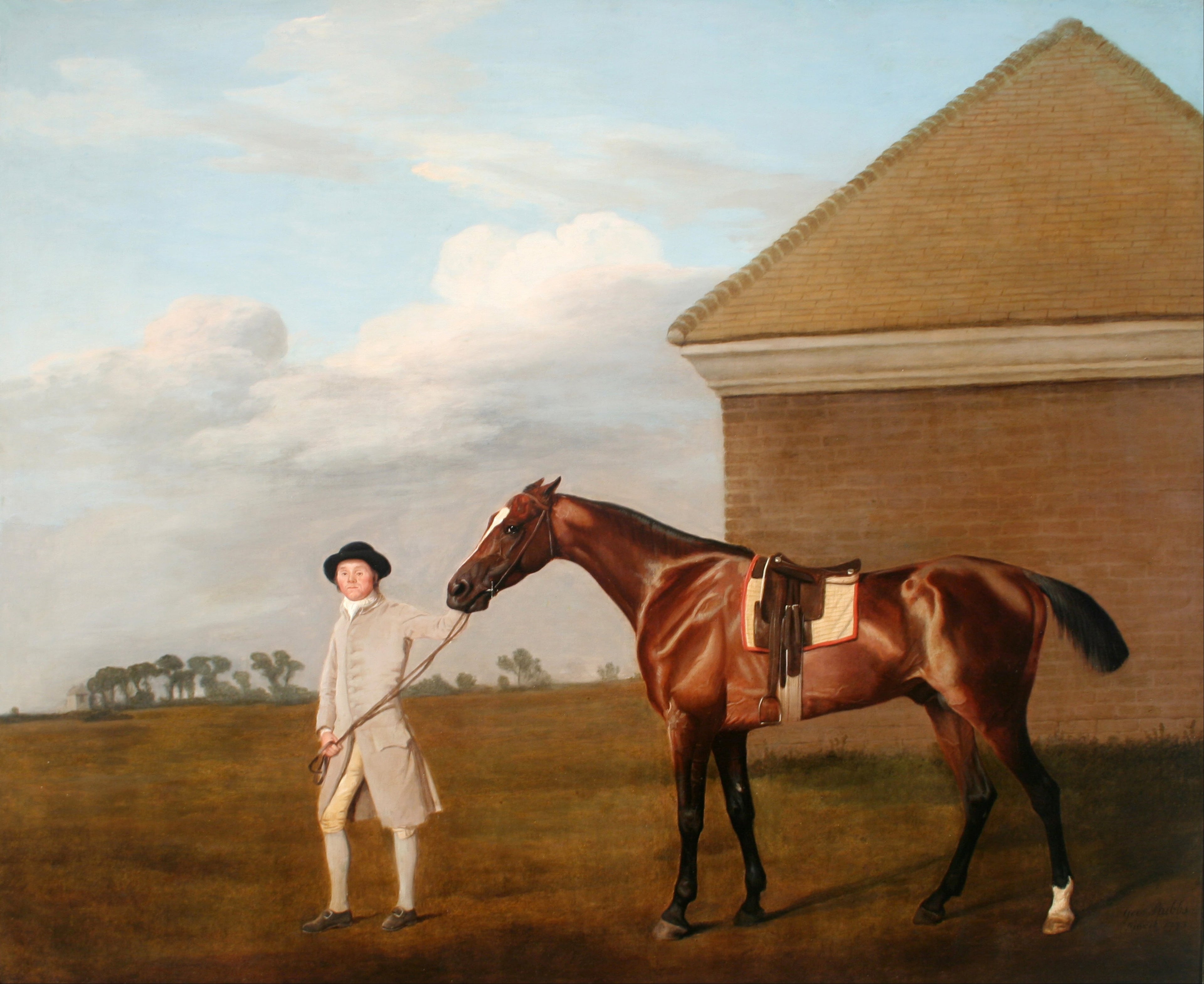 Firetail avec son entraîneur près de la Rubbing-Down House sur Newmarket Heath - George Stubbs