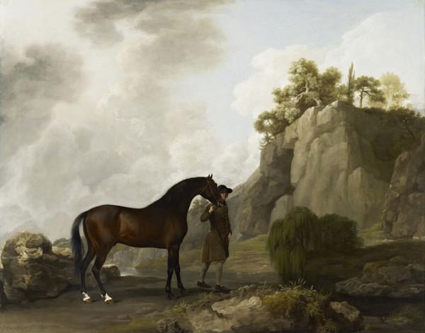L'étalon arabe du marquis de Rockingham mené par un palefrenier à Creswell Crags - George Stubbs