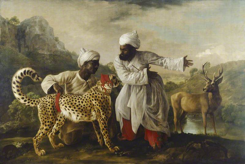 Guépard et cerf avec deux Indiens - George Stubbs