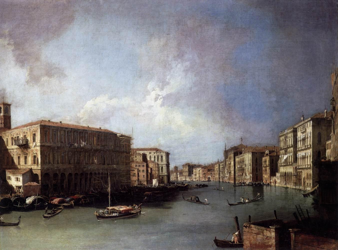 Le Grand Canal, vers le nord près du pont du Rialto - Canaletto