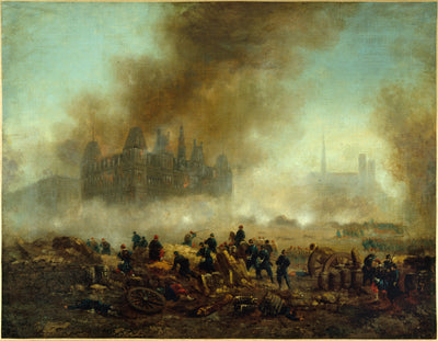 L'Hôtel de Ville incendié, assailli par les troupes de Versailles - Gustave Boulanger