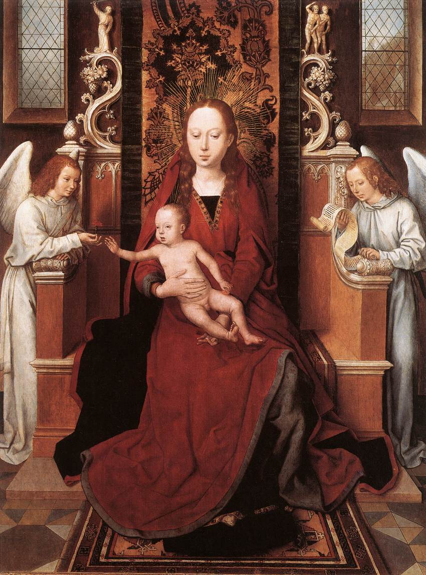 Vierge en trône avec l'Enfant et deux anges - Hans Memling