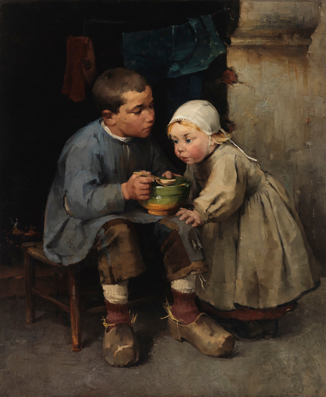 A Boy Feeding His Little Sister - Helene Schjerfbeck